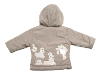 Campera de Gabardina Forrada en Polar - Capucha Desmontable Bordado Osos en la Espalda