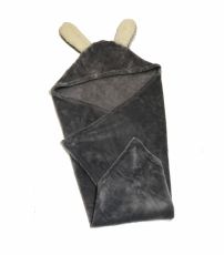 Manta Recibidora Simil Piel Con Capucha - Con Orejas