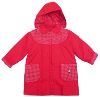 Tapado de Nylon con Cuello Redondo y Detalles Escoces y Oso Bordado