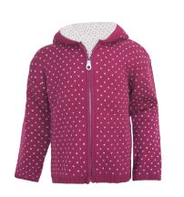 Campera Tejida con Cierre y Capucha Bordado Corazones Chicos