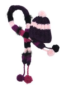 Conjunto 2 Pz Gorro y Bufanda Tejido con Borla