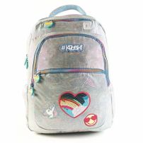 Mochila Espalda Kooshi 17" - 42 cm.- Unicornio + Corazon con Lentejuelas + Emoji