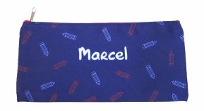 Cartuchera Marcel - con estampado de lapices  - Cierre Rojo