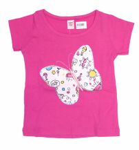 Remera Mariposa Estampada y Lentejuelas Manga Corta