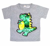 Remera Dinosaurio Lentejuelas Manga Corta