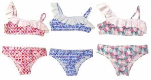 Malla De Baño 2 Piezas - Un Solo Hombro Con Volado Estampado Tribal 