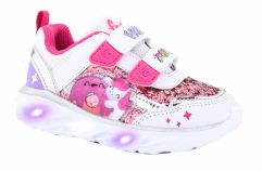 Zapatilla Con Glitter Unicornio y Dona - Doble Velcro - Luz Al Pisar y Boton On/OFF