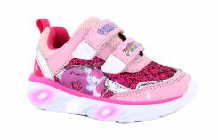Zapatilla Con Glitter Unicornio y Dona - Doble Velcro - Luz Al Pisar y Boton On/OFF