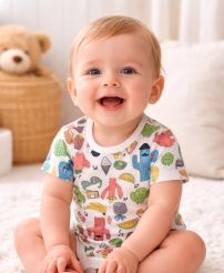 Body Manga Corta Estampa Anteojos