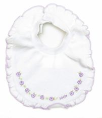 Babero Chico Con Volado Y Bordado - Ajuste Broche 