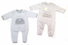 Enterito Pierna Larga Algodon Rayado Con Bolsillo Al Frente 