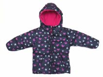 Campera Nena Estampada Corazones Y Estrellas Interior Polar Con Capucha
