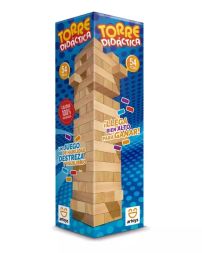 Torre Didactica Apilable de Madera Tipo Jenga - 54 Piezas