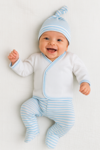 Ajuar 3 Piezas Medio Osito Con Pie Batita Gorro