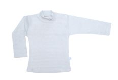 Media Polera de algodon rayada con broche en el cuello