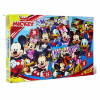 Puzzle Rompecabezas Mickey Mouse 4 En 1: 12, 18, 24 y 36 Piezas 