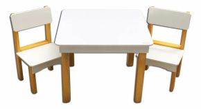 Juego Mesa Infantil Didáctica con 2 Sillas de Madera - Mesa para Pintar y Borrar Montessori Nordica