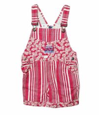 Jardinero corto gabardina combinado a rayas con flores