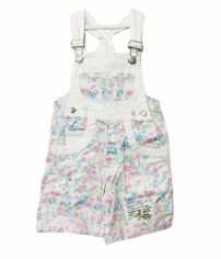 Jardinero de gabardina con flores corto