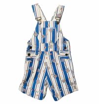 Jardinero de gabardina corto rayado con flores