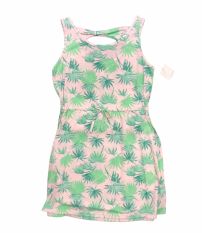 Vestido Algodon Estampado Palmera Sin Mangas 