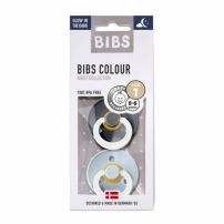 Chupete Bibs Colour Pacifier x 2 - Iron Night / Baby Blue Night - Tetina De Caucho Natural - Latex - 0-6 Meses - Brilla En La Oscuridad