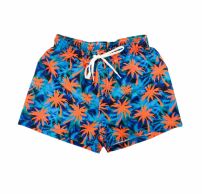 Short De Baño Estampado Con Cintura Elastizada de Poliestre Con Suspensor