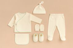 Conjunto Ajuar Set Nacimiento 6 Piezas Manga Larga Manopla Gorro Babero Batita Medio Osito Babita 