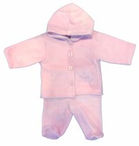 Conjunto Plush Campera Bordada Corona y Pantalon con Pie