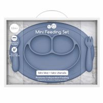 Plato De Silicona Con Divisiones + Tenedor + Cuchara - Mini Feeding Set - 12M+