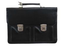 Portafolio de cuero con 2 bolsillos y broche