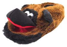 Pantufla Perro con piel con boca abierta y base antideslizante