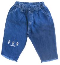 Pantalon jean bebe cintura elastizada con bordado y flecos