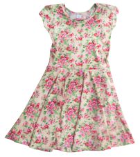 Vestido de algodon elastico c/ flores rosas