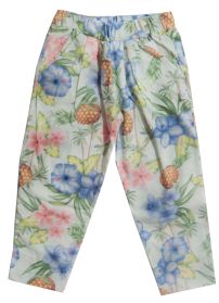 Pantalon algodon flame estampado flores y anana (piña)