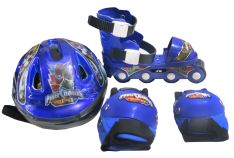 Rollers talle ajustable Power Rangers. Incluye casco, coderas y rodilleras