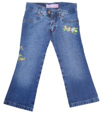Pantalon de jean flores bordadas