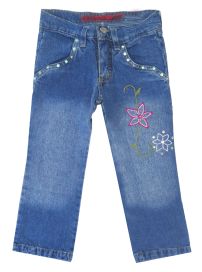 Pantalón de Jean Flores Bordadas y Tachas