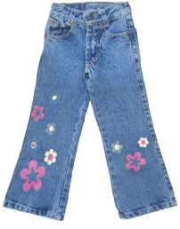Pantalon jean con flores y brillos