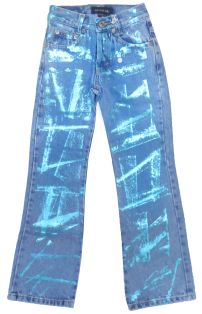 Pantalon jean metalizado celeste