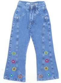 Pantalon nena jean flores bordadas