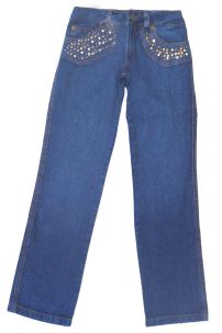 Pantalon jean nena con lentejuelas y tachas
