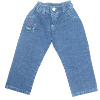 Pantalon cintura elastizada y flores bordadas