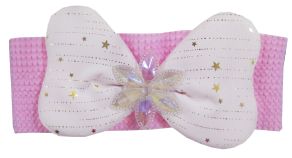 Vincha Elastica Moño Rosa