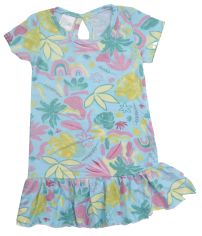 Vestido manga corta de algodon estampado con volados