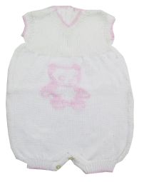 Enterito sin mangas de hilo con oso rosa