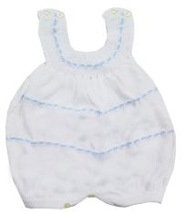 Enterito de hilo sin mangas blanco con celeste