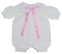 Enterito hilo cuello baby con moño rosa