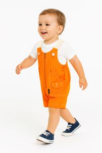 Jardinero corto de gabardina con cierre