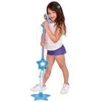 Microfono Frozen Karaoke Luminoso Con Pie Ajustable Y Conexion Line In